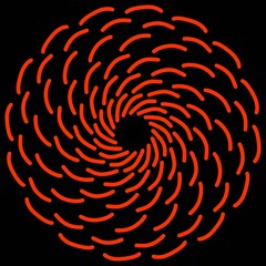 Abstract red spiral design on black background