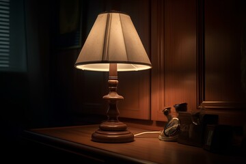 Canvas Print - lamp in the bedroom made by midjeorney