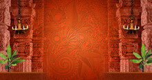 Mandala Background With Banana Leaf Design For Invitation Or Banners