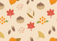 かわいい秋の草花のパターン(スウォッチ付き)