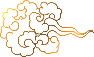 Wall Mural - Digital png illustration of decorative cloud or wind design on transparent background