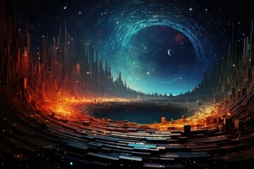 Orbit of Universe colourful abstract background. Generative AI