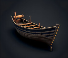 Crafting Dreams: Neo-Effect Wooden Boat - Seamless Art With Copy Space. Generative AI 