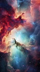 an animation of cosmic forces of creation coming together with rotating stars in the background.
