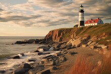 Montauk Point Light Is A Historic Lighthouse Located In Suffolk County, Long Island, New York. Generative AI