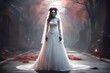 Dead bride for Halloween. Generative AI	
