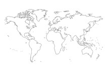 Vintage World Map On Transparent Background, Cut Out