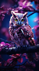 Sticker -  Owl Wise in purple forest dramatic 
