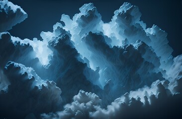 An ethereal blue cloudscape with swirling shapes and delicate textures