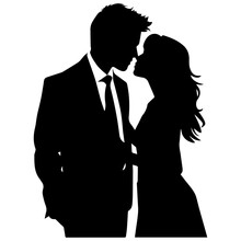 Vector Illustration Of A Silhouette Of A Loving Couple