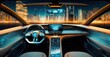 Modern smart car technology intelligent system, Futuristic car concept interior, Futuristic car, Generative AI