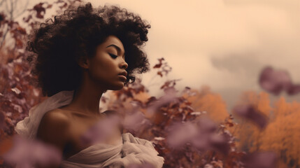 Sticker - Gorgeous woman in autumn/fall, desktop background for laptop etc.