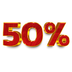 Wall Mural - Number 50 percent style 3d color red for promotion