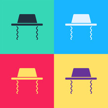 Pop Art Orthodox Jewish Hat With Sidelocks Icon Isolated On Color Background. Jewish Men In The Traditional Clothing. Judaism Symbols. Vector
