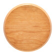 Cutting board isolated on white background. Cherry wood round wooden cutting board. Round wooden pallet. Empty wooden chopping board.