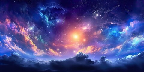 Cosmic dreams. Nighttime wonders of galaxy. Astral symphony. Nebulae and stars. Celestial harmony. Night sky in deep space