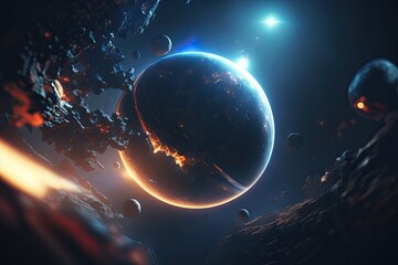 Wall Mural - alien world, deep space landscape
