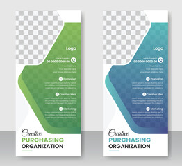 Wall Mural - Modern business corporate dl Flyer Rack Card design template with roll up banner design