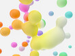 Abstract 3d art background. Colorful floating liquid blobs, soap bubbles, metaballs.