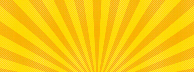 Wall Mural - 黄色とオレンジのサンバースト　集中線　ベクター　背景　バナー　sunburst vector. illustration of radiant background. sun ray vector b