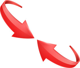 Poster - Red 3D glossy curve arrows