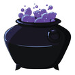 Witch magic pot. Shiny blue bubbles. Vector object for mobile game