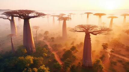 Wall Mural - Beautiful baobab valley on Madagascar