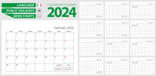 Italian Calendar Planner For 2024. Italian Language, Week Starts From Monday.