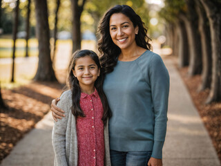 photo of happy family mother and daughter, generative AI