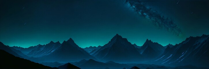 Wall Mural - mountains scape, deep cosmos sky. ai generated illustration