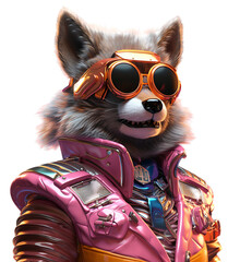wolf man in cyber punk suit