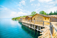 Popular Tourist Destination - Bay Of Bones. Amazing Landscape Of North Macedonia, Europe. Ohrid Lake.