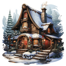 A Heartwarming Christmas Candy Cane T-shirt Design, Showcasing A Cozy Winter Cabin With Candy Cane-themed Decorations, Where Families Gather By The Fireplace For Storytelling And Laught, Generative Ai