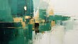 Abstract painting of broad green paint strokes