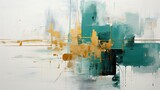 Abstract painting of broad green paint strokes