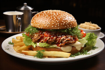 Wall Mural - Gourmet Chicken Burger Stack. 