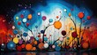 Abstract art colorful joy happines and travel painting