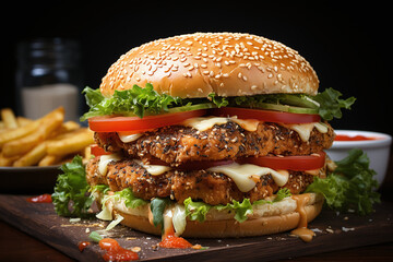 Wall Mural - Juicy Grilled Chicken Sandwich. 