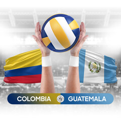 Wall Mural - Colombia vs Guatemala national teams volleyball volley ball match competition concept.