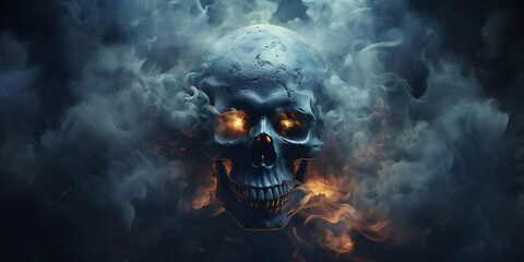 Wall Mural - Mystical Skull Enveloped in Ethereal Smoke