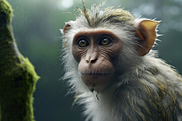 Wall Mural - Image of a monkey in the forest, Wildlife Animals., Generative AI, Illustration.