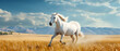A white horse running in the field, generative ai