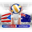 Puerto Rico vs Australia national teams volleyball volley ball match competition concept.