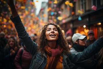 Wall Mural - vibrant crowd moves together in harmony, proudly raising signs and banners to voice their beliefs