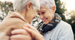 © Felix/peopleimages.com - Love, connection and senior women being affection for romance and bonding on an outdoor date. Nature, commitment and elderly female couple in retirement with intimate moment in a green garden or park