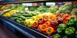 © AkimD - AI Generated. AI Generative. Fresh organic eco food diet vegetables on market store shop shelf. Healthy bright food. Graphic Art