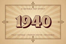 1940s Editable Typography, 40s Retro Text Effect, 40s Vintage Stripe Line Font Letters
