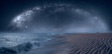 Namib Desert With Atlantic Ocean Meets Near Skeleton Coast With Milky Way Galaxy - 
Namibia, South Africa