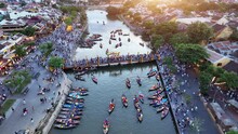 Hoi An Ancient Town And Hoai River In Sunset, Vietnam.
