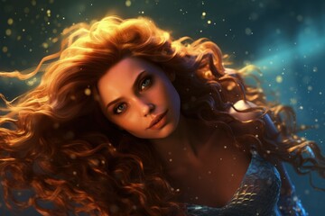 Enchanting Mermaid Emerging from Waves. Generative AI